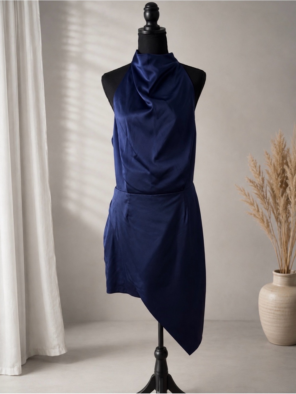 Elliatt - Camo Asymmetric Satin Cocktail Dress in Navy NWT , XL